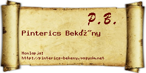 Pinterics Bekény névjegykártya